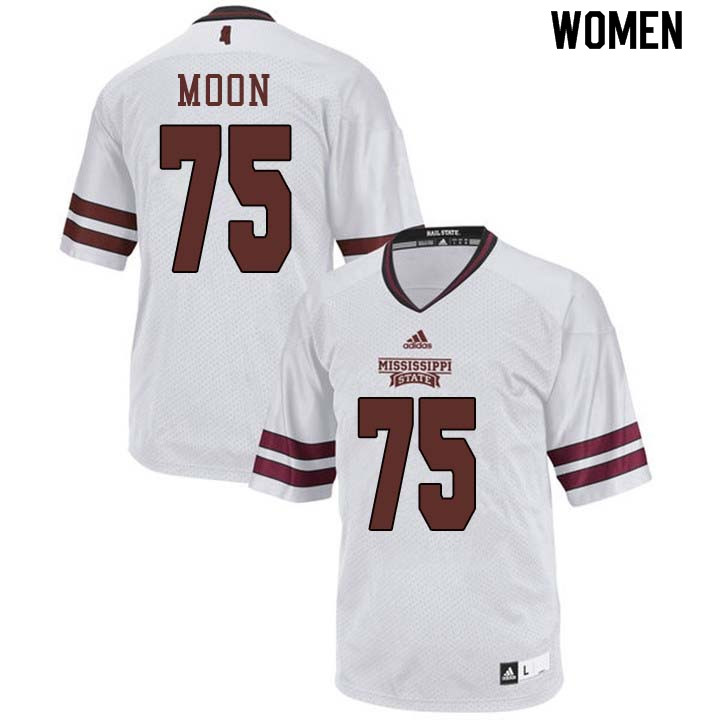 Women #75 Harrison Moon Mississippi State Bulldogs College Football Jerseys Sale-White - Click Image to Close